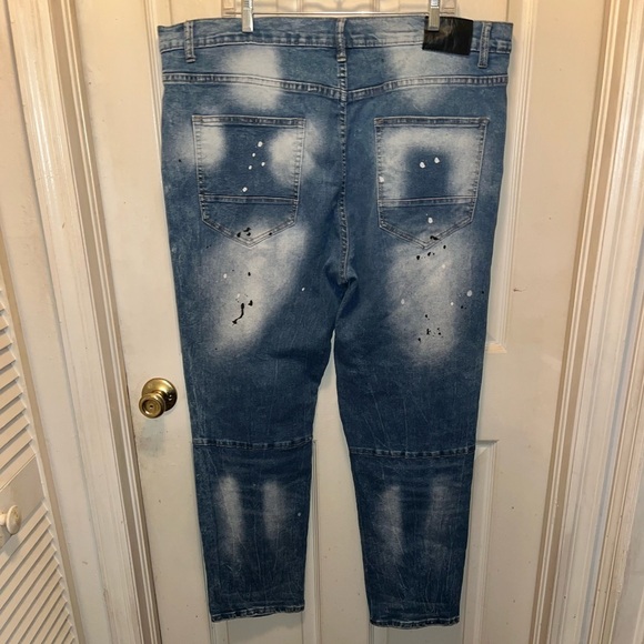 RED APE MCMXXXIII Distressed Paint Splattered Denim Jeans. Waist 46. Inseam 31.5 - Picture 4 of 9
